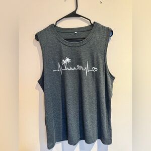 Gray Sleeveless Graphic Tank Top